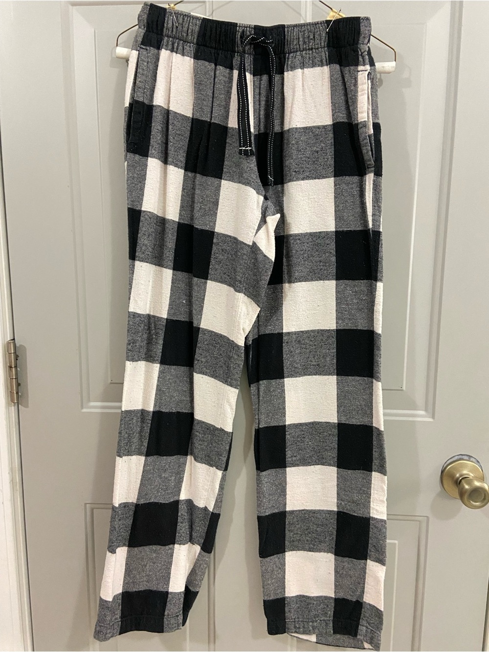 Mens Black & White Buffalo Plaid Pajama Pants